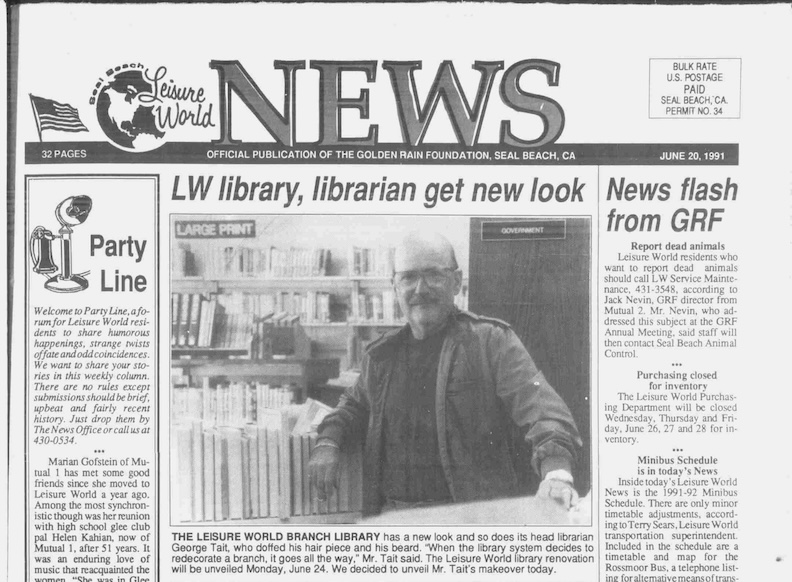 Newspaper, photo of libary and librarian after remodel.